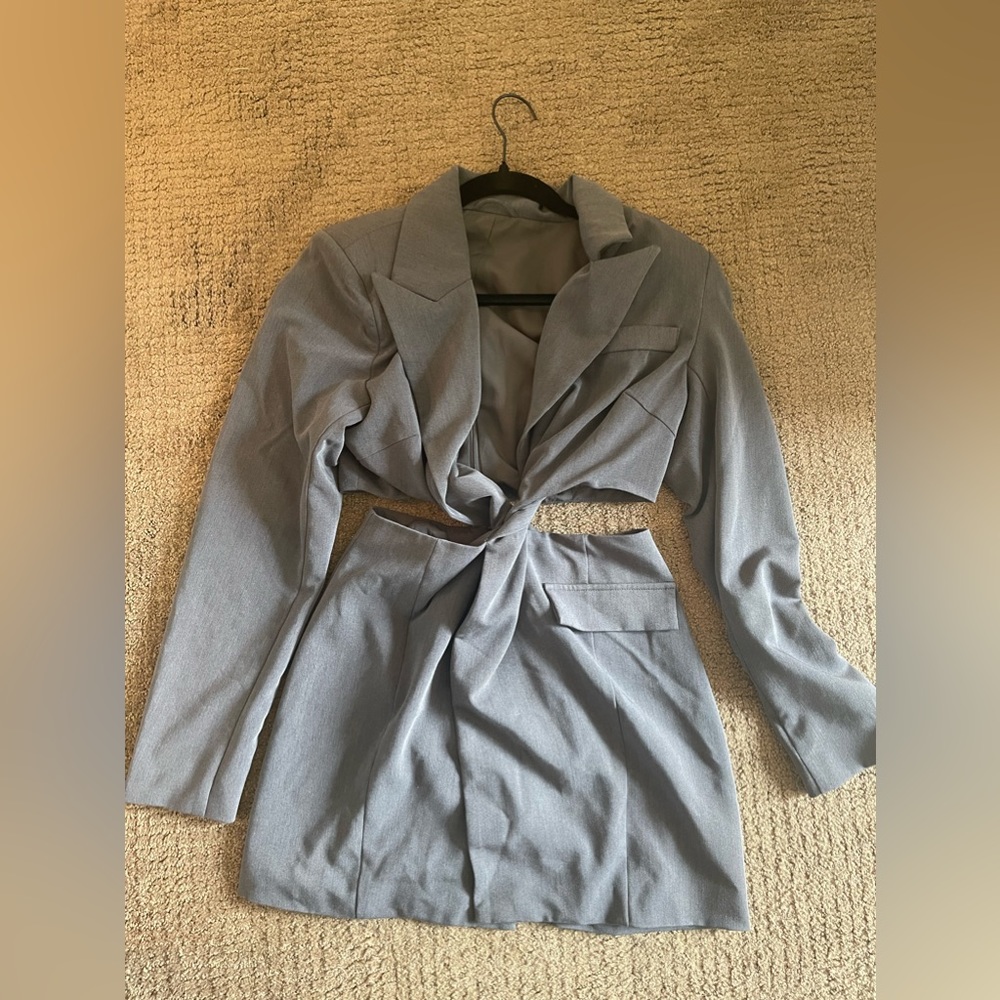 Showpo mini grey suit dress.